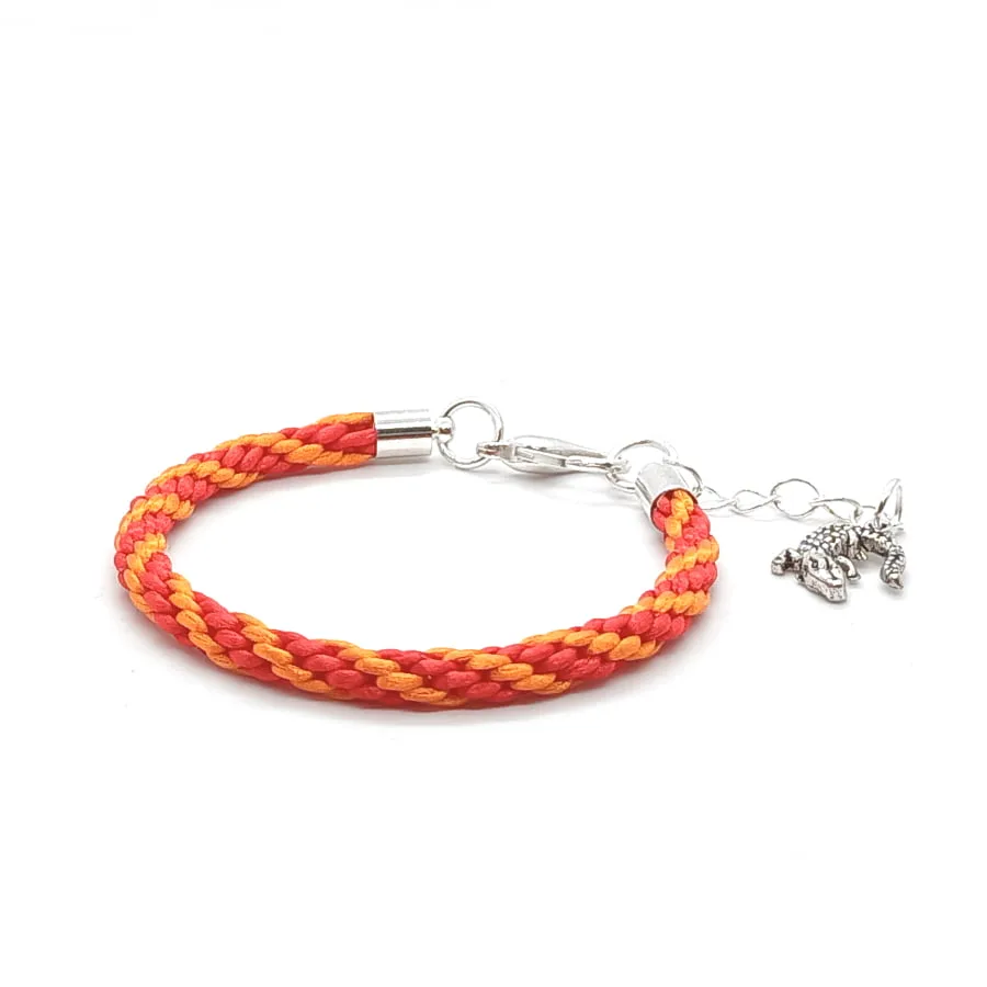 Bransoletka z zawieszką charms krokodylek pleciona 17-22cm