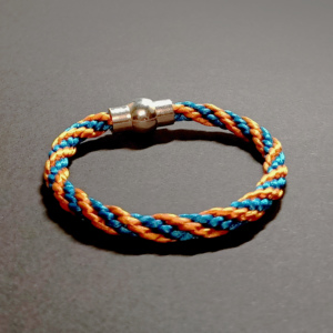 bransoletka sznurkowa pomarańczowa niebieska sznurek jubilerski bransoletka zapięcie magnetyczne