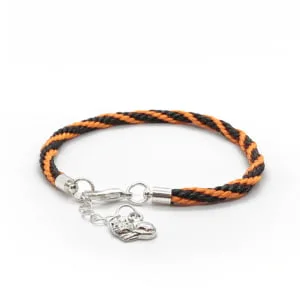 Bransoletka z zawieszką kot charms pleciona 23-28cm