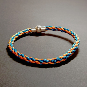 bransoletka sznurkowa pomarańczowa niebieska sznurek jubilerski bransoletka zapięcie magnetyczne