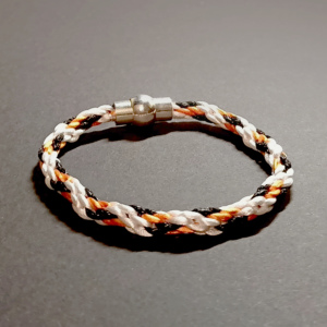bransoletka sznurkowa pomarańczowa biała czarna sznurek jubilerski bransoletka zapięcie magnetyczne