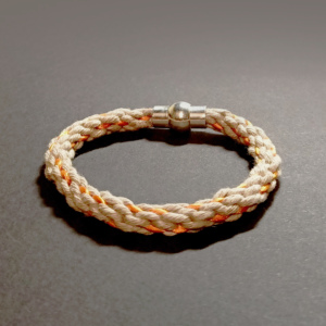 bransoletka sznurkowa pomarańczowa beżowa sznurek bawełniany sznurek jubilerski bransoletka zapięcie magnetyczne