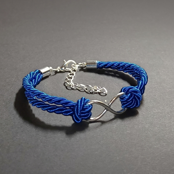 damska bransoletka sznurkowa - bransoletka szafirowa niebieska - bransoletka nieskończoność