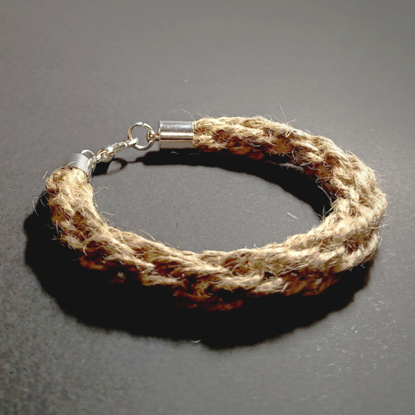 męska bransoletka gruba masywna - bransoletka sznurkowa ręcznie pleciona- bransoletka beżowa sznurek jutowy naturalny