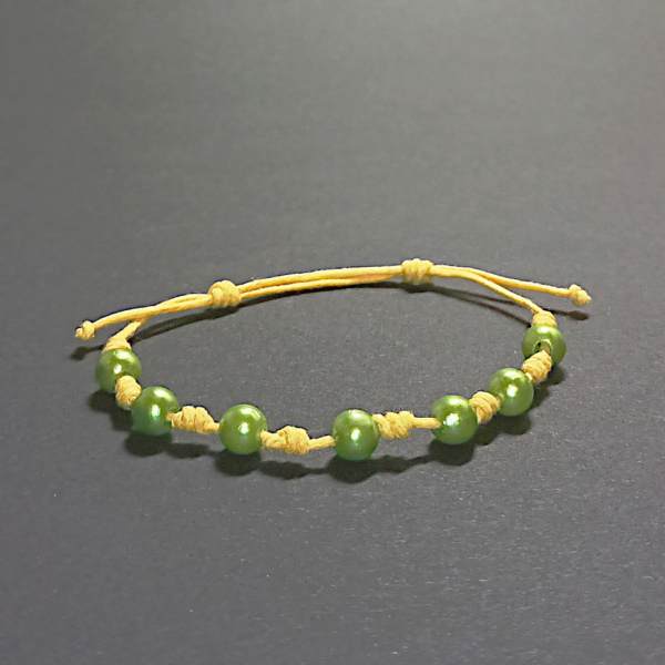 bransoletka przyjaźni żółta z koralikami zielonymi - bransoletka damska bransoletka dziewczęca - bransoletki dla przyjaciółek