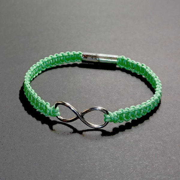 bransoletka damska zielona miętowa - bransoletka makrama ręcznie pleciona sznurek bawełniany zapięcie magnetyczne