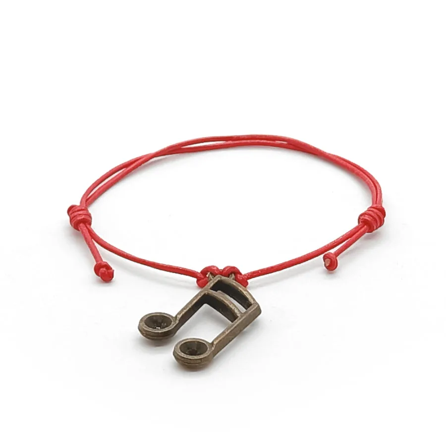 Skórzana bransoletka czerwona z zawieszką nutki szesnastki