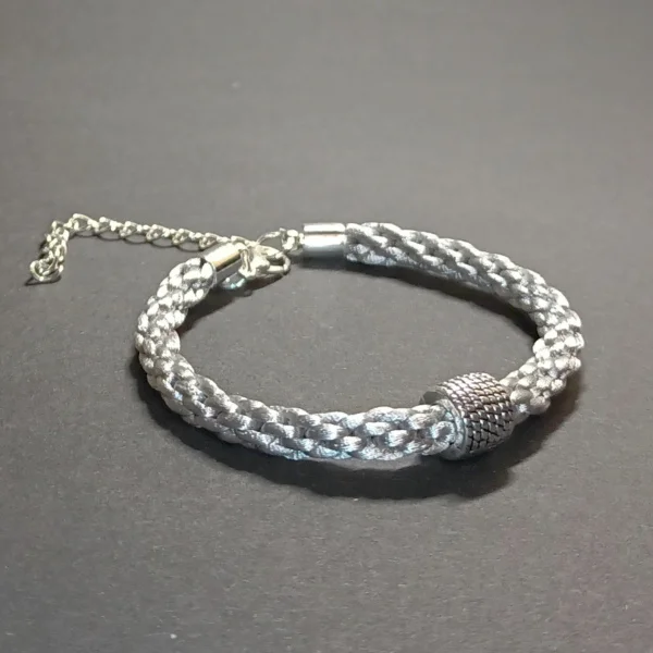 elegancka bransoletka damska srebrna masywna sznurkowa - bransoletka ręcznie pleciona sznurek jubilerski