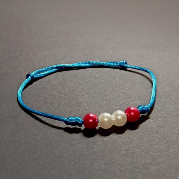 niebieskie bransoletki przyjaźni z koralikami - bransoletka damska młodzieżowa dziewczęca - bransoletka sznurek jubilerski satynowy błyszczący