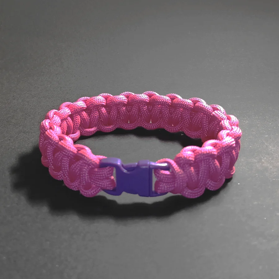 bransoletka survivalowa różowo fioletowa linka Paracord550 - bransoletka survival - bransoletka turystyczna