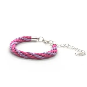 Bransoletka damska fioletowo różowa 12,5-17,5cm W036