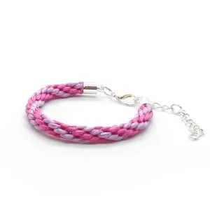 Bransoletka młodzieżowa fioletowo różowa 11,5-16,5cm W043