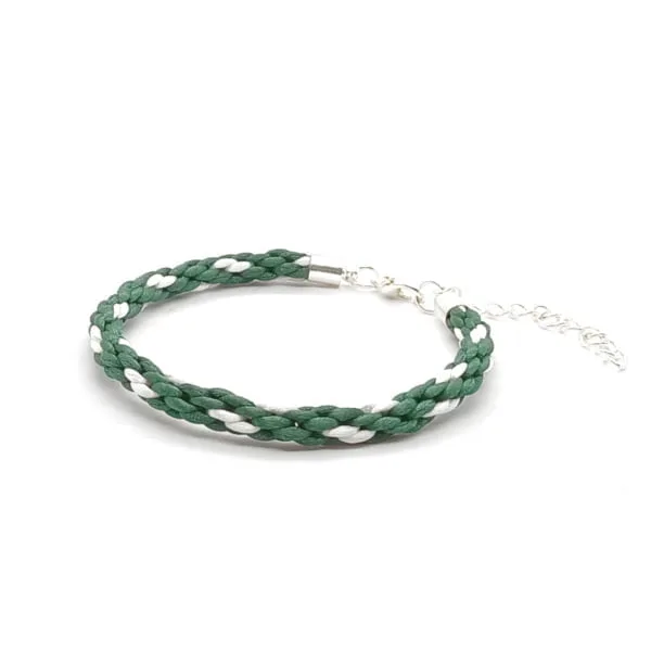 Elegancka bransoletka damska zielono biała 17,5-22,5cm W037