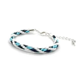 Bransoletka damska biało niebiesko granatowa 15-20cm W038