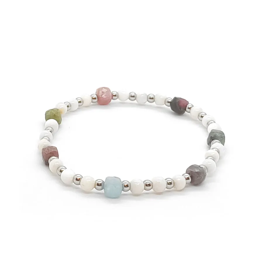 Bransoletka Turmalin, Masa perłowa – kamienie naturalne, stal chirurgiczna KAM041