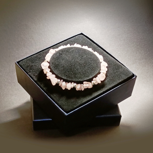Bransoletka damska Kwarc różowy, posrebrzana - kamienie półszlachetne naturalne