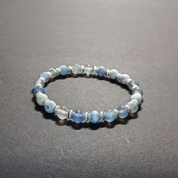 Bransoletka kamienie Agat blue 15,5cm KAM268