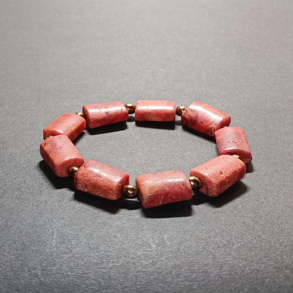 Bransoletka kamienie Koral czerwony i hematyt - 16,5cm KAM170