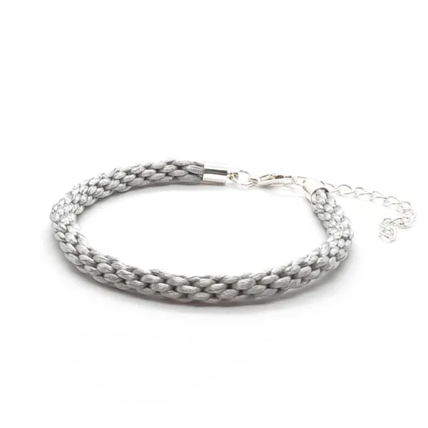 Bransoletka srebrna na kostkę pleciona 18,5-23,5cm W121