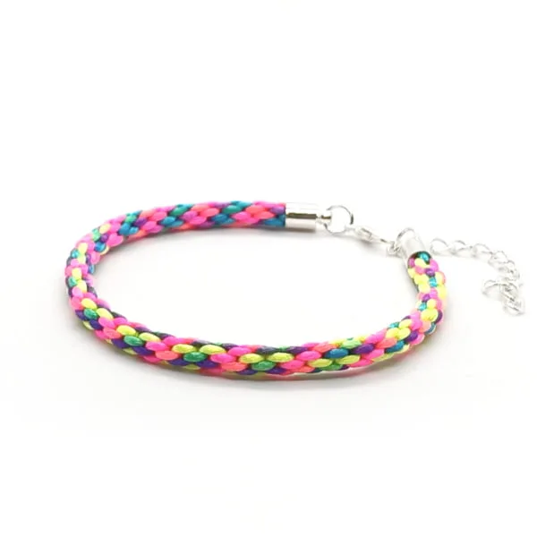 Bransoletka kolorowa na kostkę pleciona 19-24cm W120