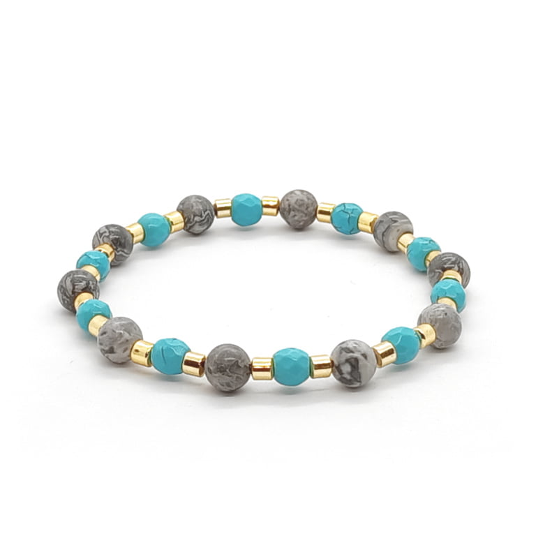 Bransoletka kamienie Jaspis Howlit Hematyt 16,5cm KAM189