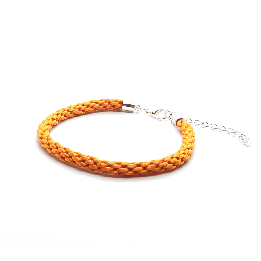 Bransoletka pomarańczowa na kostkę pleciona 18,5-23,5cm W122