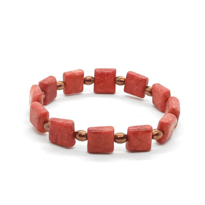 Bransoletka kamienie Koral czerwony i hematyt – 17cm KAM168