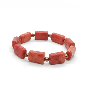 Bransoletka kamienie Koral czerwony i hematyt – 16,5cm KAM170