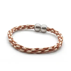 Beżowo brązowa bransoletka ręcznie pleciona 17,5cm W106