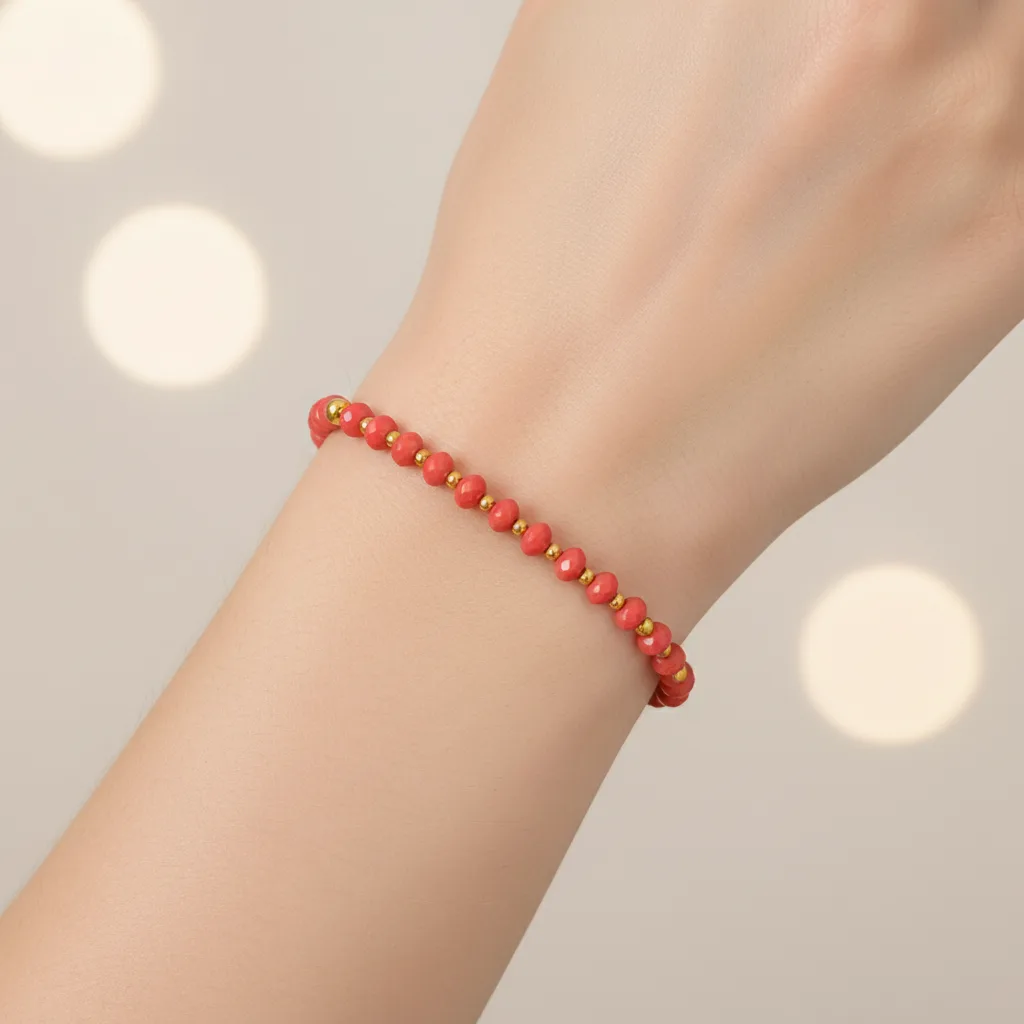 Bransoletka kamienie czerwony Jadeit 17cm KAM193