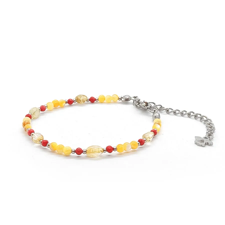 Bransoletka Cytryn, Koral – kamienie naturalne 16,5-21cm KAM381 Stal Chirurgiczna