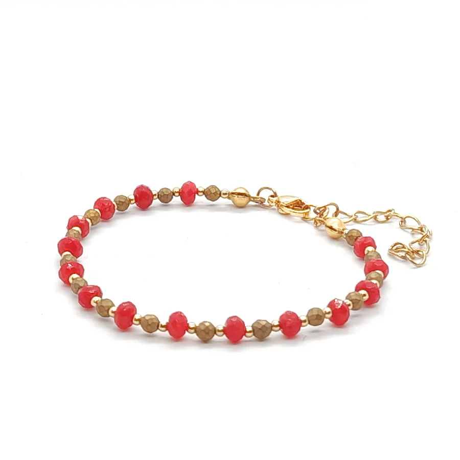 Bransoletka pozłacana Jadeit i Hematyt 16,5-20,5cm KAM462 stal chir.