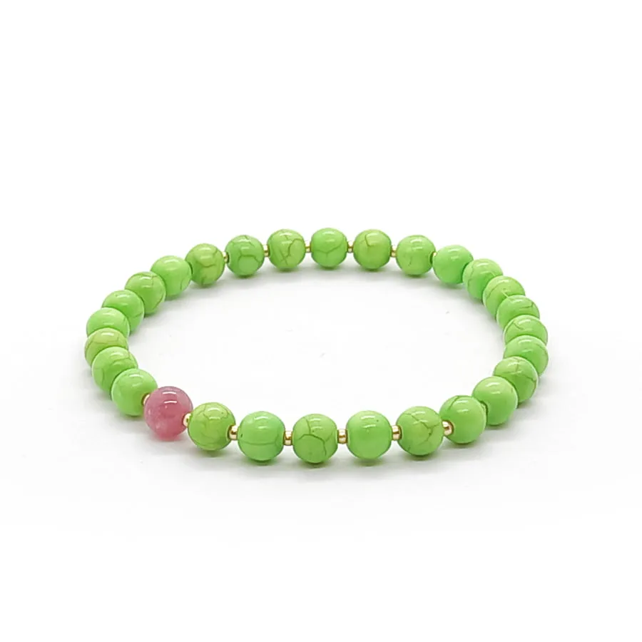 Bransoletka pozłacana Turmalin i Howlit 16,5cm KAM505