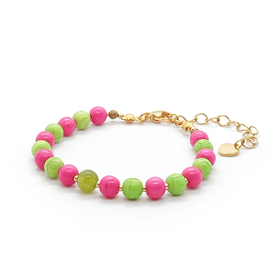 Bransoletka pozłacana Turmalin, Howlit, Hematyt 15-19cm KAM510