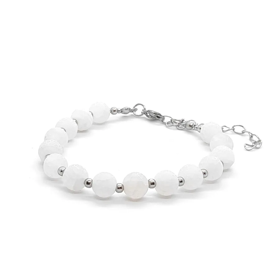 Bransoletka Agat – kamienie naturalne 16,5-20,5cm KAM544, Stal chir.