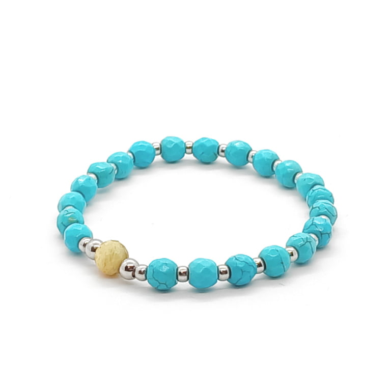 Bransoletka Opal, Howlit 15cm KAM559 Stal chir.