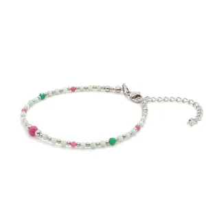 Bransoletka Rubin, Szmaragd, Amazonit 16,5-20,5cm KAM761 Stal chirurgiczna