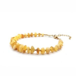 Bransoletka Bursztyn 18-22cm KAM794 stal chirurgiczna pozłacana