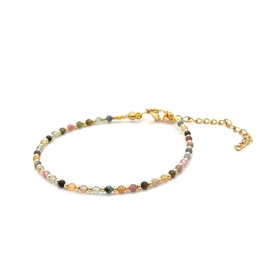 Bransoletka Turmalin 17-21cm KAM881 Stal chirurgiczna pozłacana