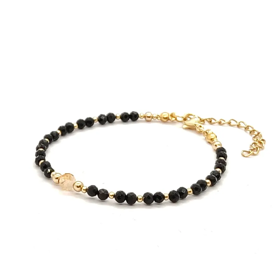 Bransoletka Turmalin, Cytryn 16-20cm KAM849 Pozłacana stal chirurgiczna