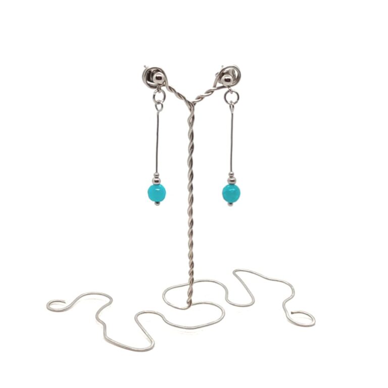 Kolczyki sztyfty- Jadeit morski, Stal chirurgiczna KOL143