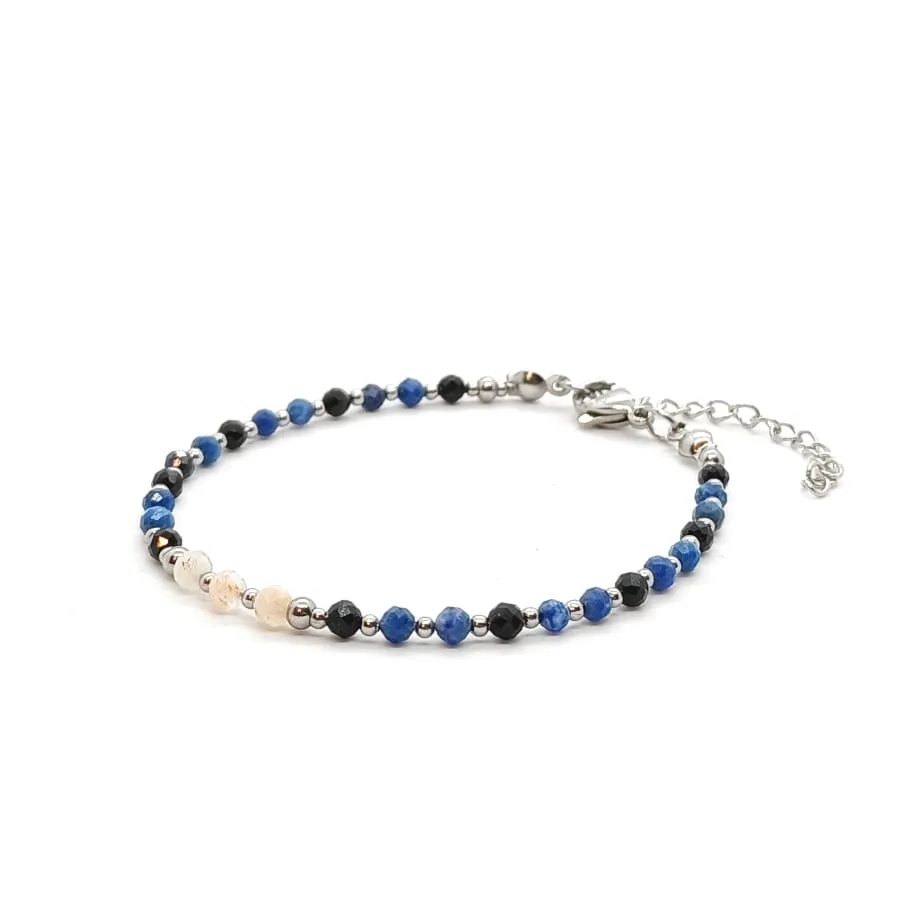 Bransoletka Lapis lazuli, Turmalin, Cytryn 17-21cm KAM904 Stal chirurgiczna