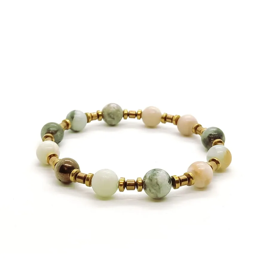 Bransoletka kamienie Amazonit i Hematyt - 16,5cm KAM1003