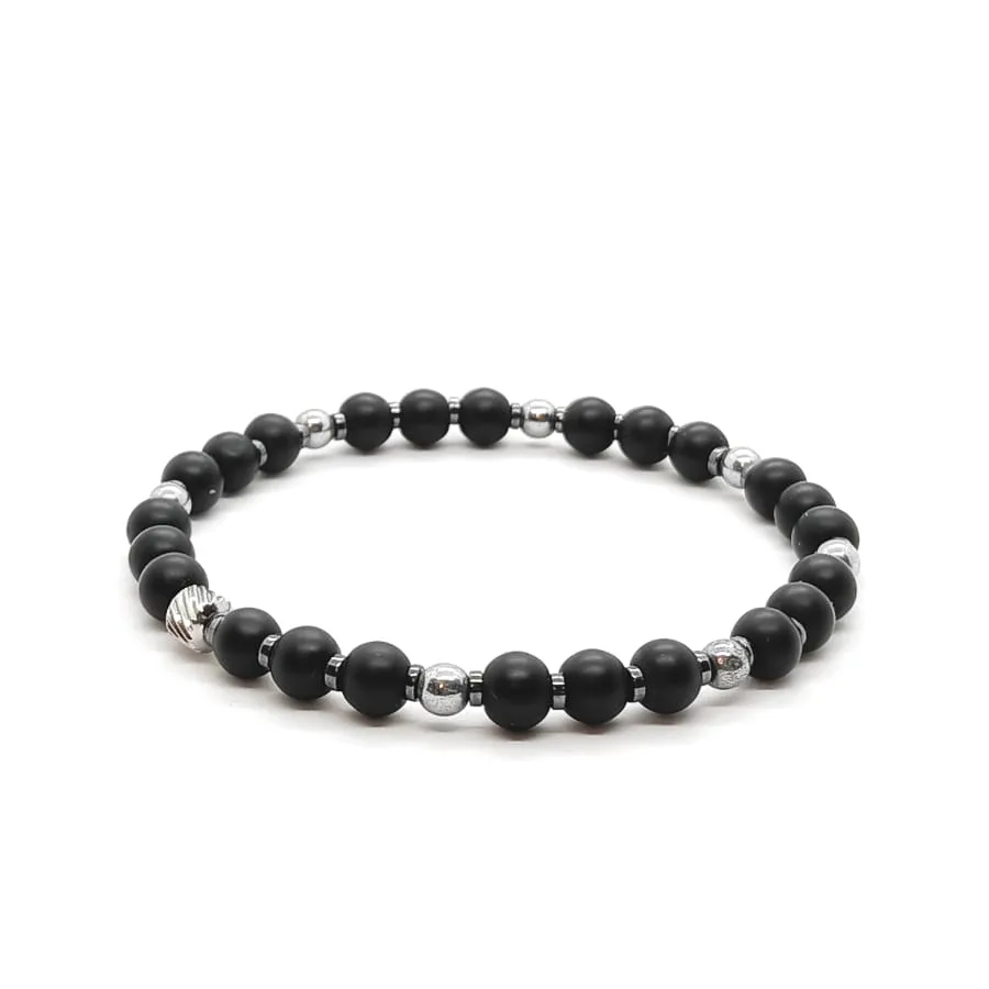 Bransoletka męska Onyks - 17cm KAM1019, Stal chirurgiczna