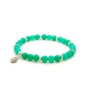 Bransoletka z serduszkiem, Jadeit zielony - 16,5cm KAM956