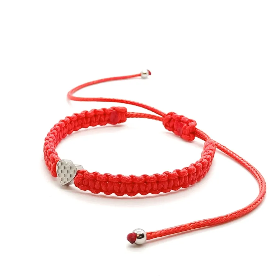 Bransoletka Serduszko - bransoletka czerwona pleciona W182 stal chirurgiczna