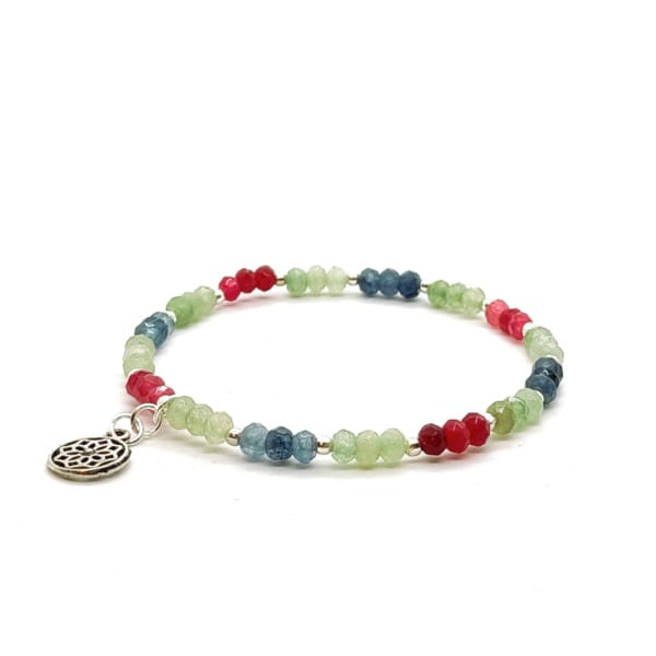 Bransoletka z rozetką, Jadeit - kamienie naturalne - 17cm KAM960