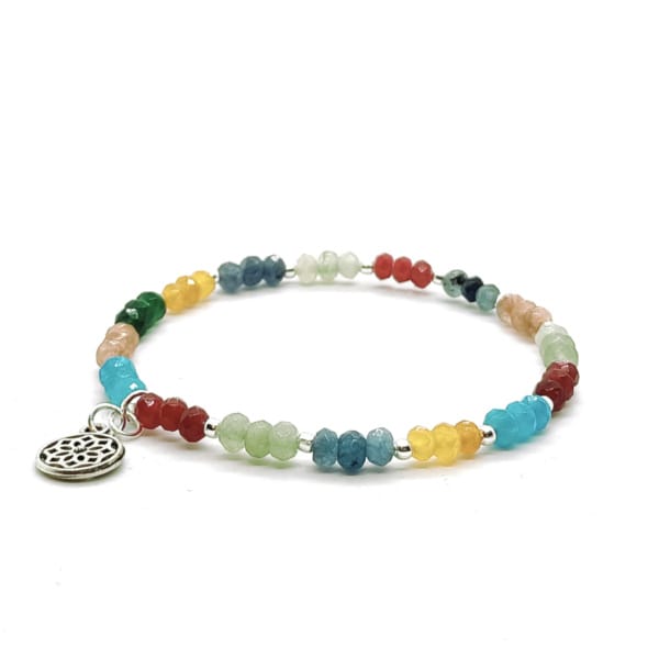Bransoletka z rozetką, Jadeit - kamienie naturalne - 16,5cm KAM961