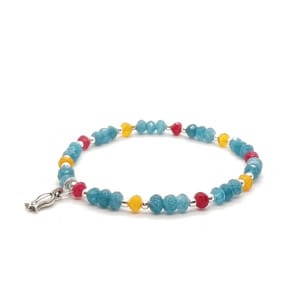 Bransoletka z tulipankiem, Jadeit - kamienie naturalne - 15,5cm KAM964