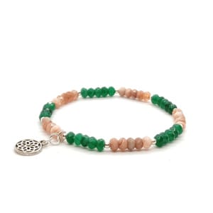 Bransoletka z rozetką, Jadeit - kamienie naturalne - 15,5cm KAM965